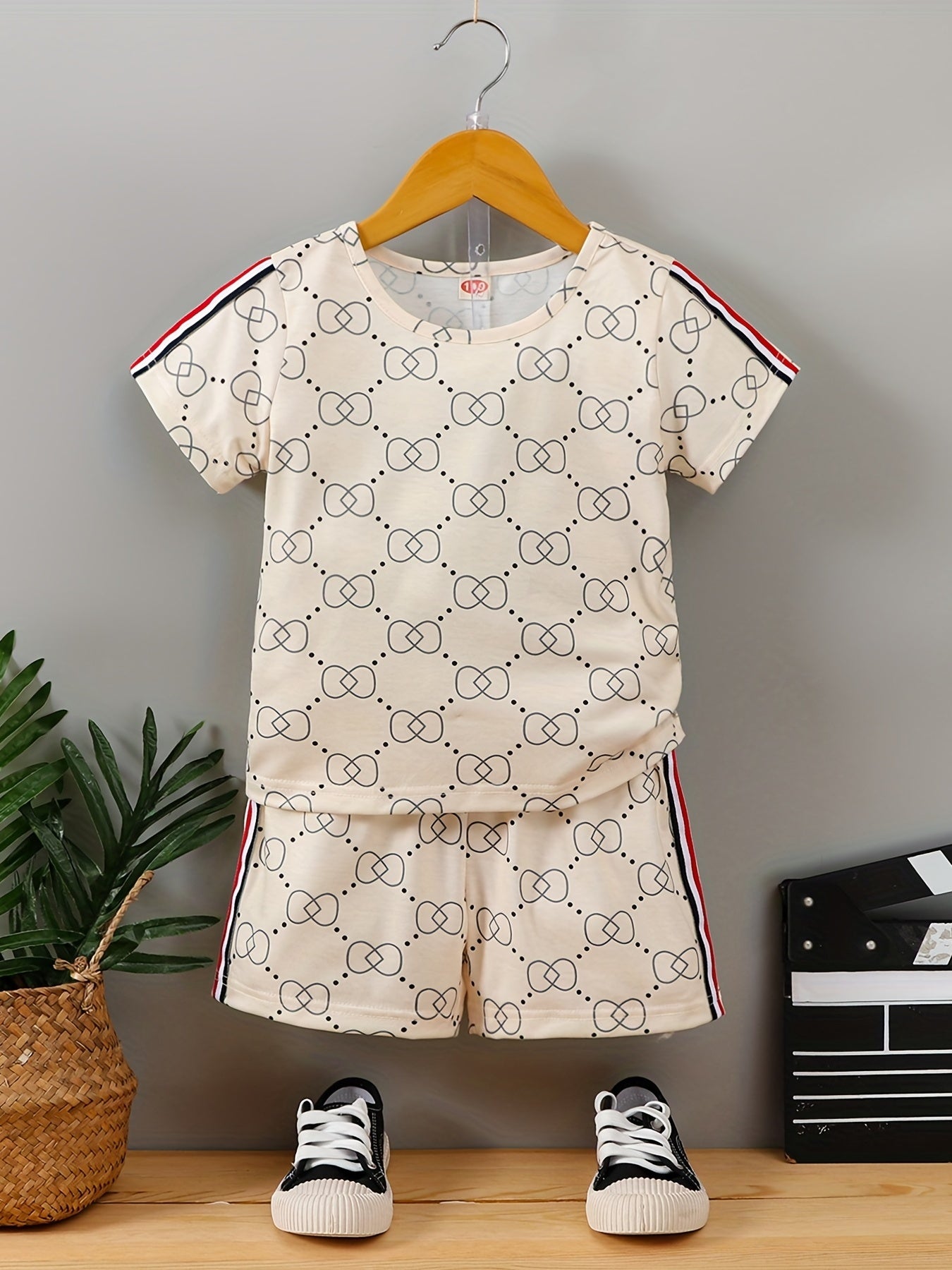 Boys Plaid Casual Outfit T-shirt & Shorts Set Summer