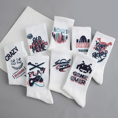 8 Pairs Funny Letter Graffiti Socks Women's Mid Tube Stockings