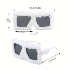 Y2K Plush Fuzzy Sunglasses Gradient Glasses UV400