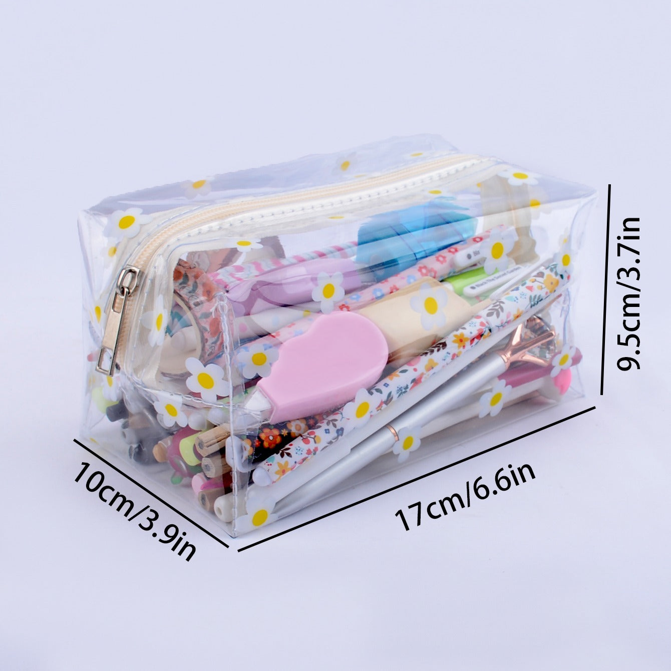 Flower Clear Pencil Case Box Organizer for School Supplies