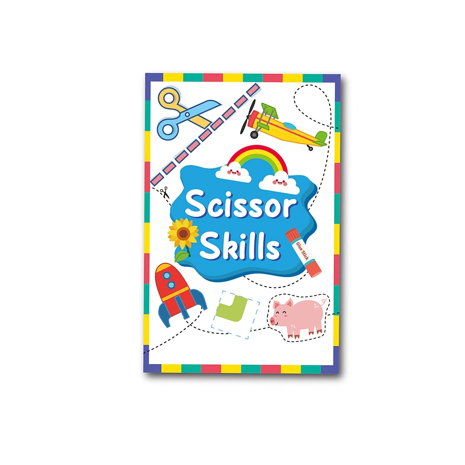 Scissor Skills Activity Book for DIY Paper Crafts - Colorful Designs