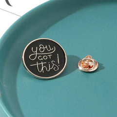 English Letter Round Oil Drip Brooch