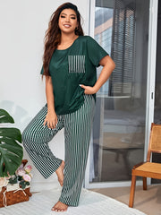  Striped Tee & Pants Loungewear Set