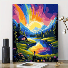 2pcs River Landscape Canvas Art Prints - Sunset & Moonlit Night