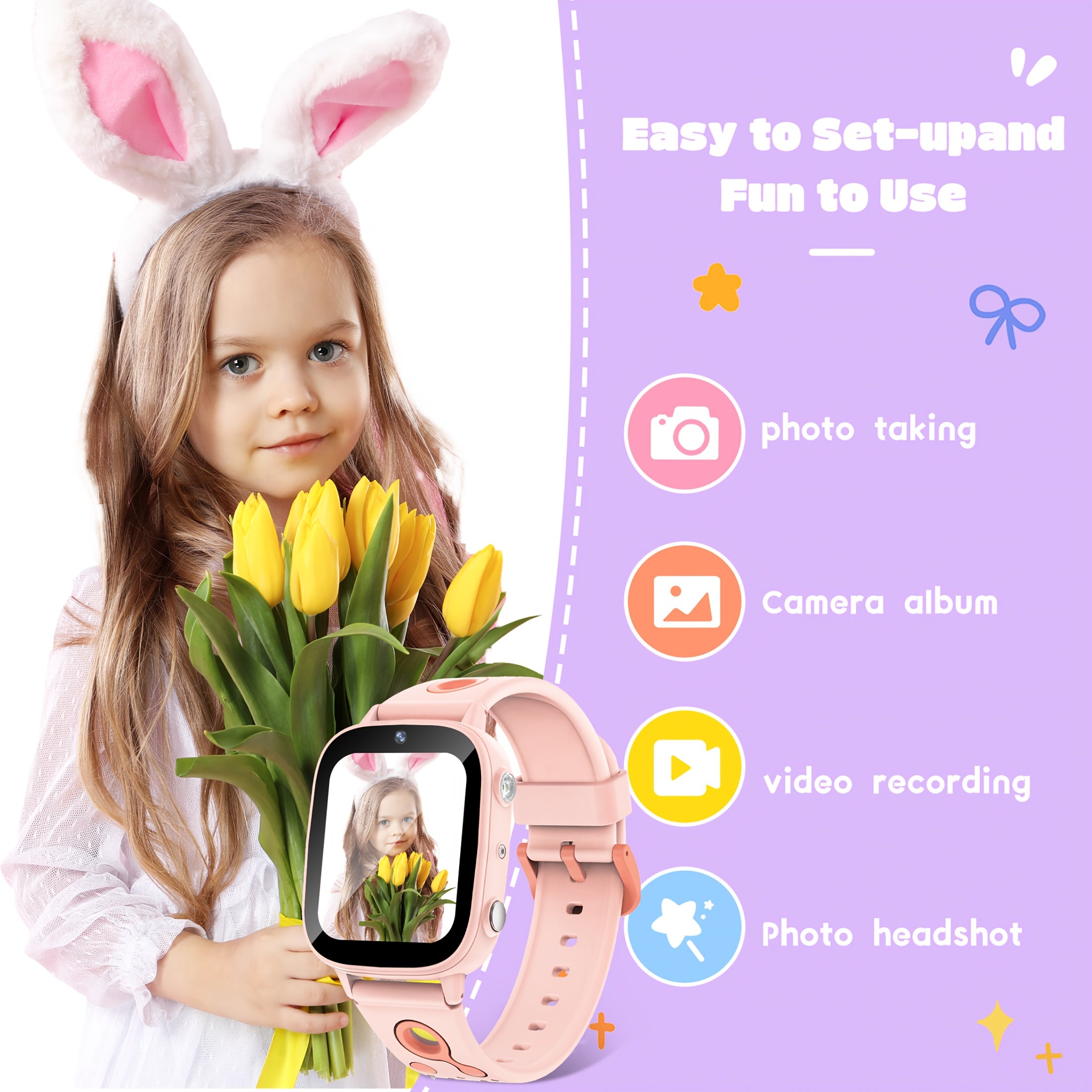 GAWSUG Smart Watch HD Touchscreen Camera Music Player Pedometer Alarm Clock