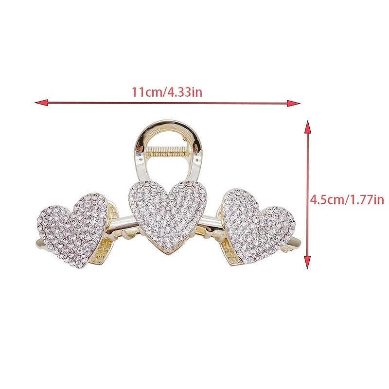 Heart Rhinestone Hair Clips Strong Hold Won't Slip