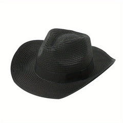 Candy Jazz Fedora Cap Rolled Brim Vintage Sun Hat Outdoor Breathable Straw Hat