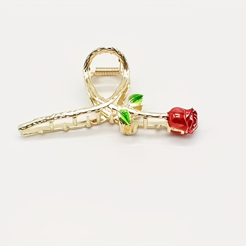 4pcs Rose Flower Hair Claw Metal Ponytail Holder Hair Clip Hair Accessories