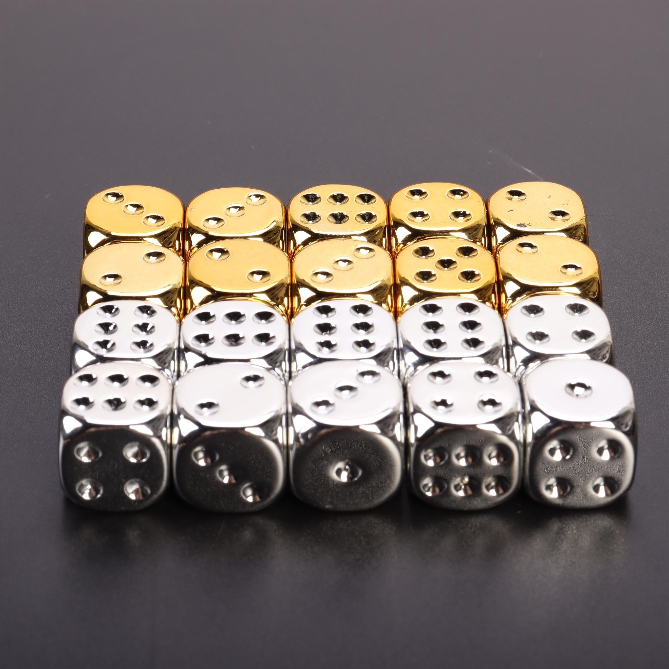 10pcs Golden & Silvery Rounded Acrylic Dices for Bar & KTV
