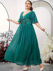  Floral Print Maxi Overlay Party Dress