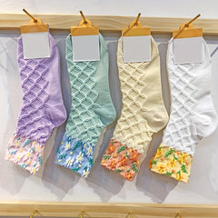 4 Pairs Women's Socks - Floral & Argyle Textured