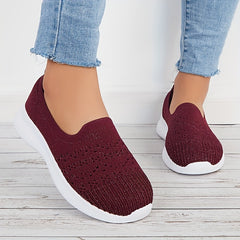 Women's Lightweight Slip On Walking Shoes Flying Woven Casual Sneakers