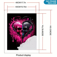 DIY Paint by Numbers Kit Heart Skull Ideal Gift for Home Wall Decor