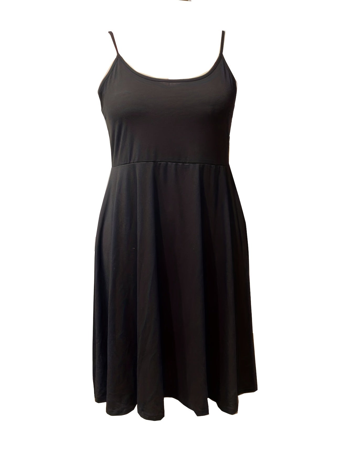  Solid Round Neck A-line Cami Dress