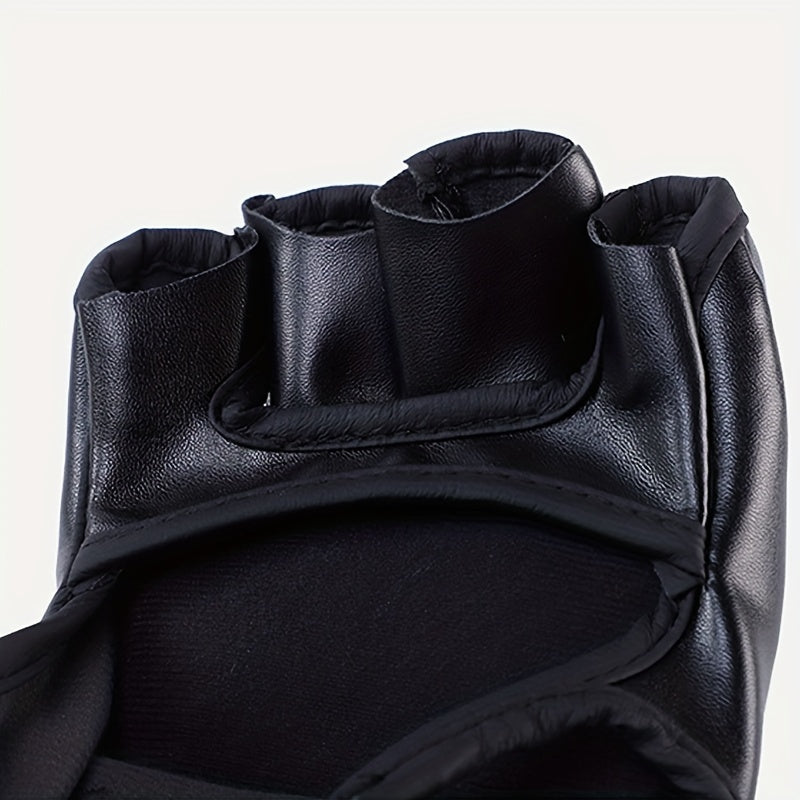 Red Faux Leather Half Finger Boxing Gloves for Comfort and Durability