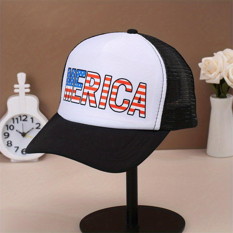 Merica Flag Baseball Cap Mesh Trucker Hat Adjustable Hip Hop Sun Hats