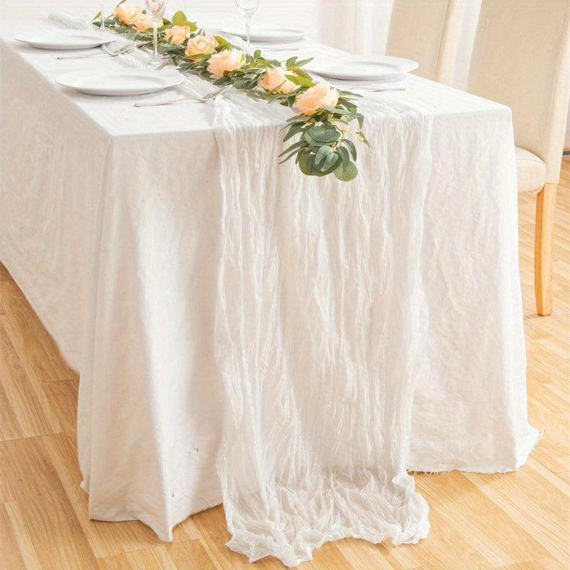 Organza Long Table Banquet Tablecloth Pleated Tulle Tablecloth