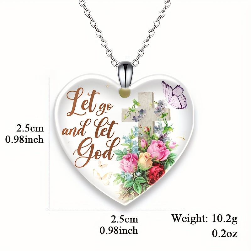 Heart Shaped Crystal Pendant Rose Necklace