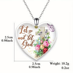 Heart Shaped Crystal Pendant Rose Necklace