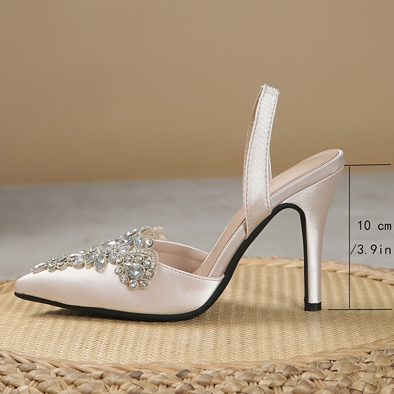 Women's Rhinestone Pointed Toe High Heels Stiletto Sandals