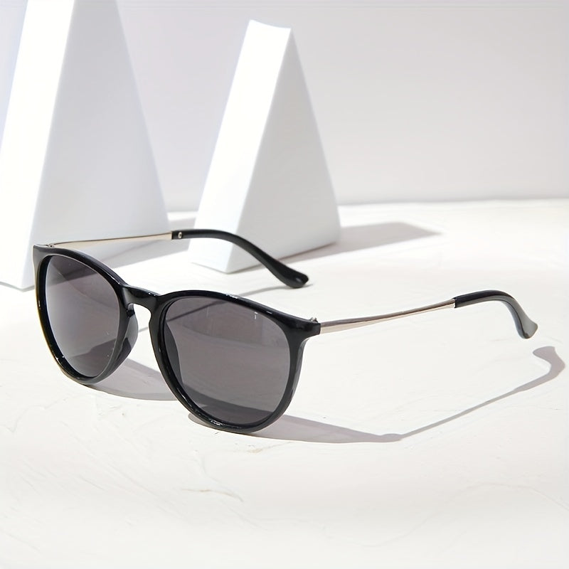 Men's Retro UV400 Sunglasses Oval Metal Frame Outdoor Sunshade Glasses