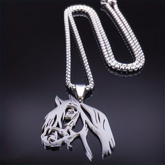 Horse Head Stainless Steel Pendant Necklace Punk Style Hip Hop Rock Jewelry