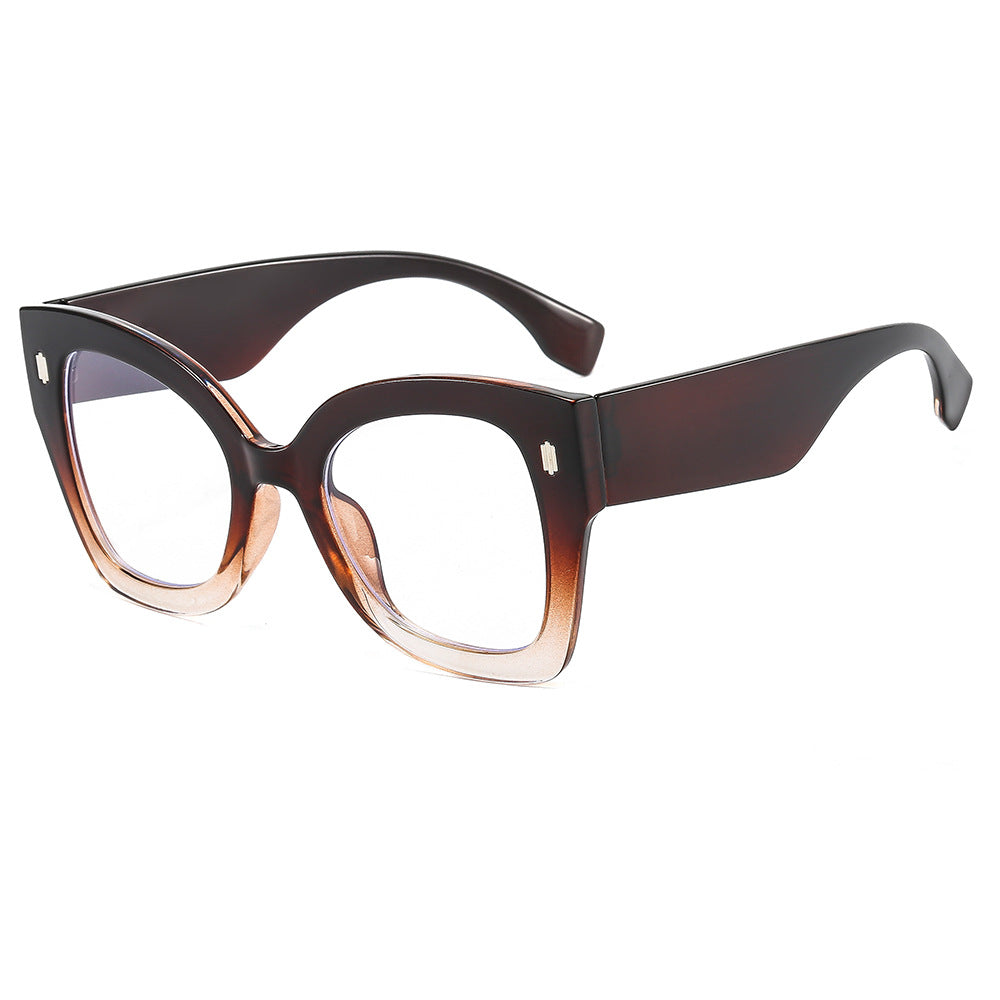Light Blocking Glasses Large Cat Eye Clear Lens Anti Eyestrain