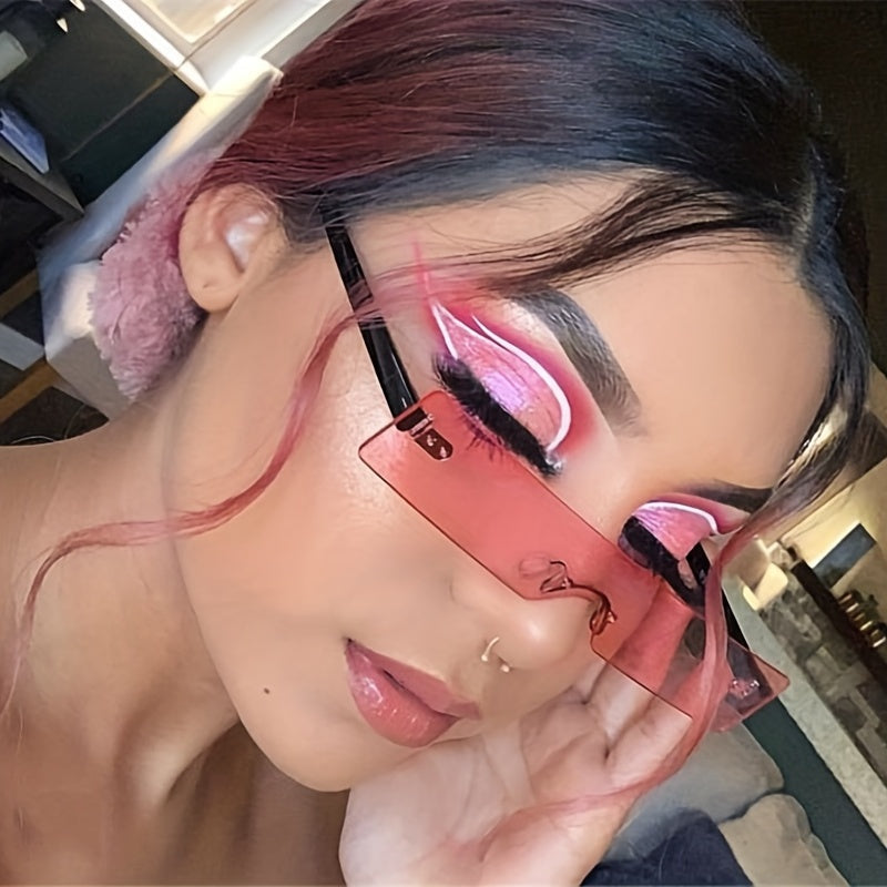 Rhinestone Rectangle Sunglasses UV400