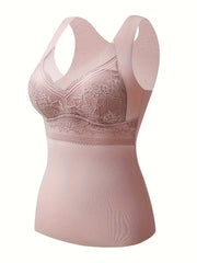 Soft V Neck Lace Stitching Thermal Underwear Top