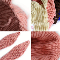 Women's Bunny Long Ears Knit Beanie Hat Winter Cap