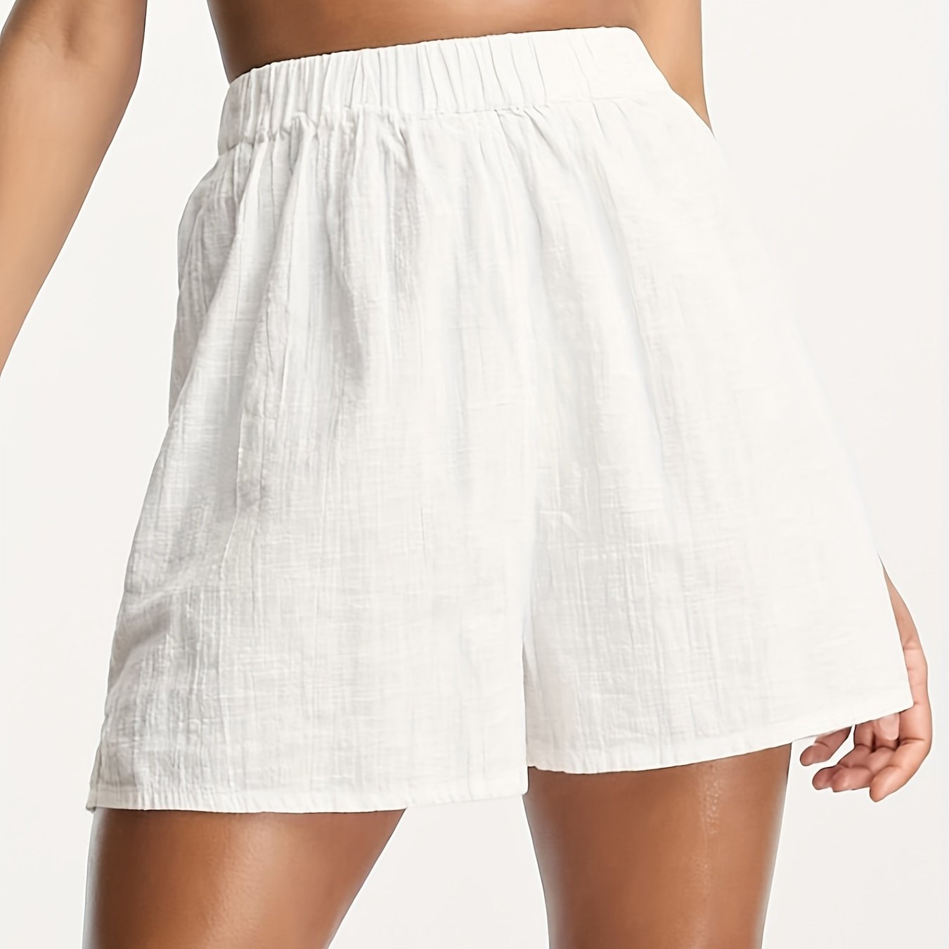 Summer Women's Elastic Waist Solid Shorts Casual Every Shorts