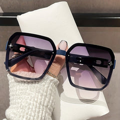 Large Square Sunglasses Metal Flower Letter Gradient UV400
