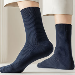 6 Pairs Women's Mid Tube Socks Solid Color Comfy & Breathable Stockings