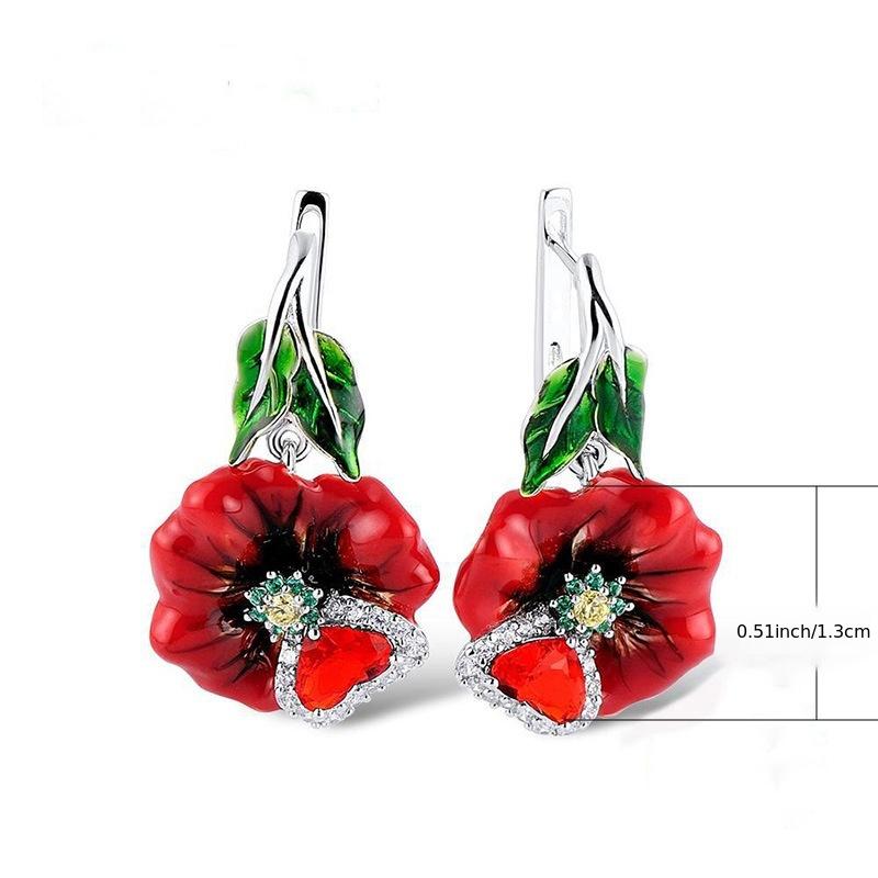 Red Zircon Dangle Earrings Romantic Wedding Jewelry