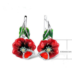 Red Zircon Dangle Earrings Romantic Wedding Jewelry