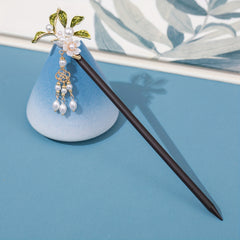Faux Pearl Leaf Shape Hairpin Ancient Style Hair Stick Chinese Styel Hair Pin