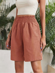 Boho Smocked Waist Shorts Wide Leg Summer Comfy Shorts