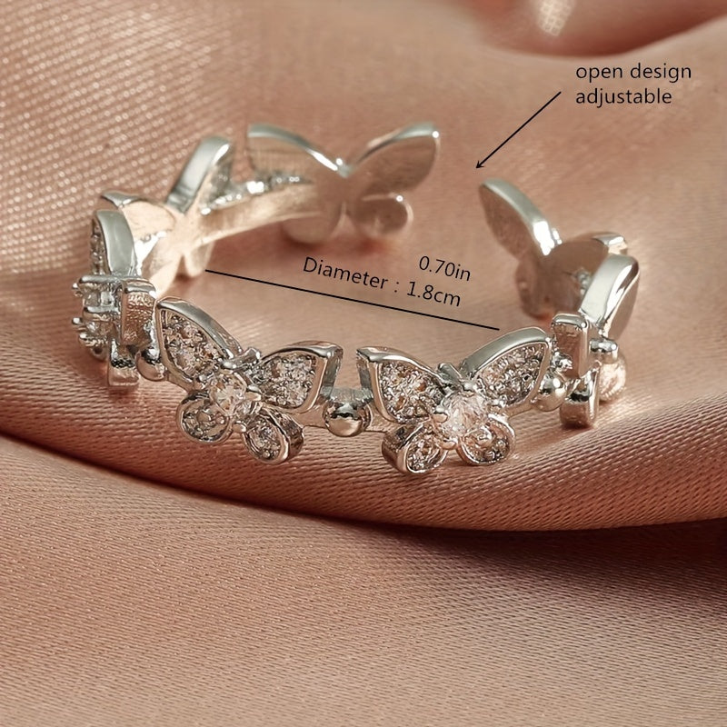 Butterfly Zircon Ring Inlaid Zircon Ring Female Opening Adjustable