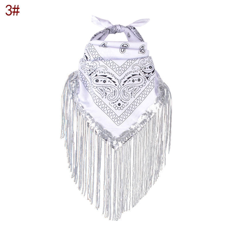 Sequins Tassel Polyester Scarf Women Bandana