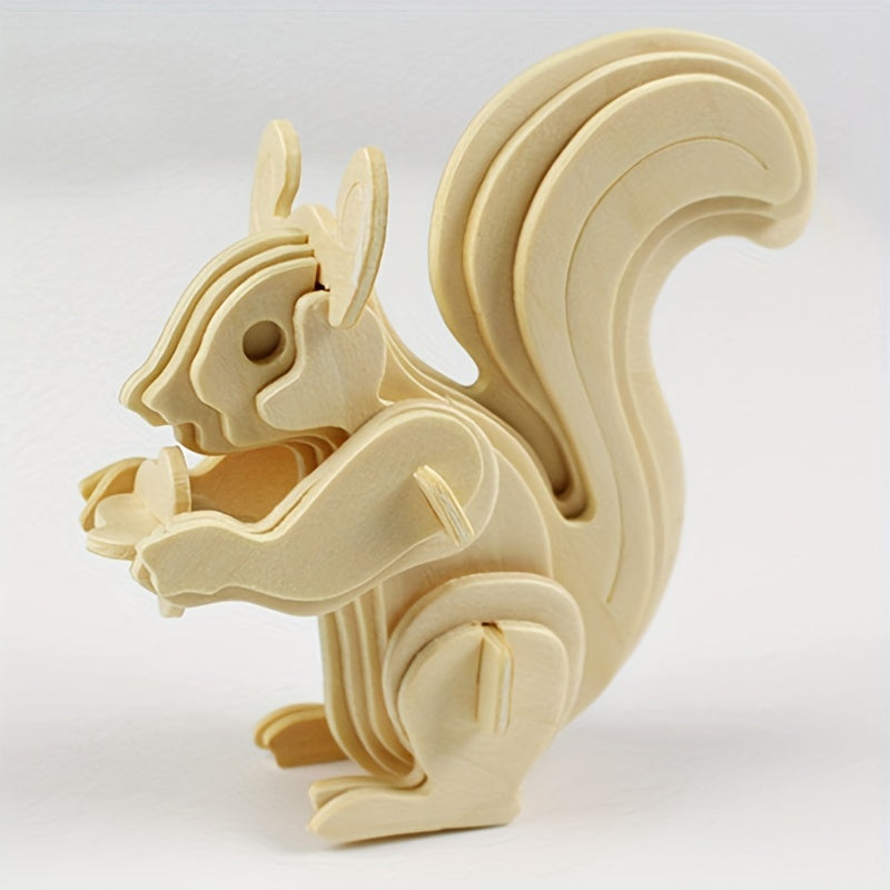 3D Animal Wooden Puzzle Educational Toy DIY Building Block Model