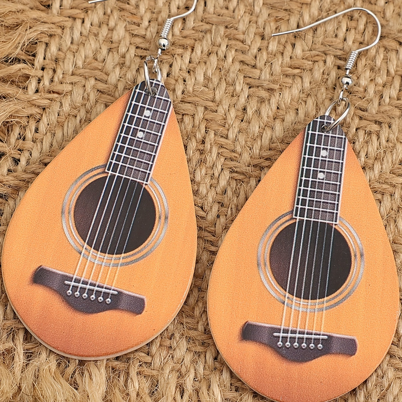 Water Drop Ukulele Wooden Earrings Gift For Women