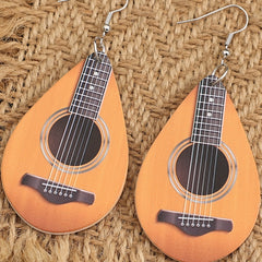 Water Drop Ukulele Wooden Earrings Gift For Women