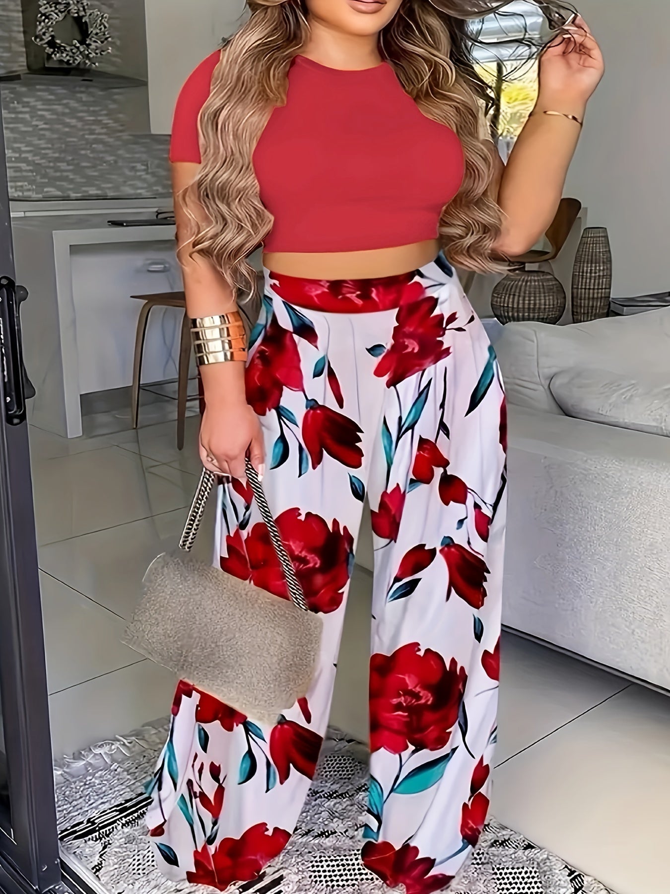  Boho Crop Top & Skirt Set