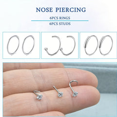 11PCS Nose Piercing Gun Disposable Safety Kit w/Nose Rings Studs