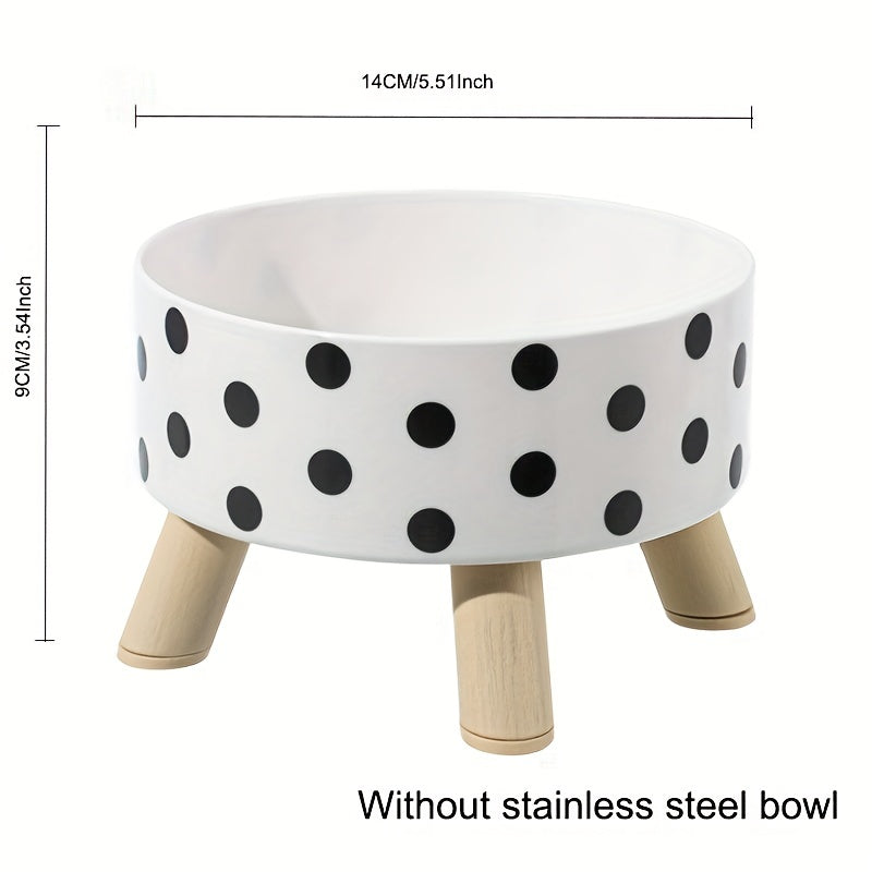 Elevated Graphic Pattern Cat Bowl With Wooden Stand