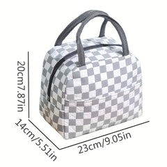 Checkerboard Insulated Lunch Bag - Reusable Aluminum Foil Lunch Box