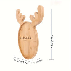 Christmas Elk Ear Antler Shape Wooden Serving Tray