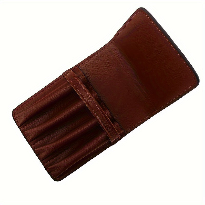 PU Leather 4 Slots Pen Case Office School Supplies Pouch Creative Gift