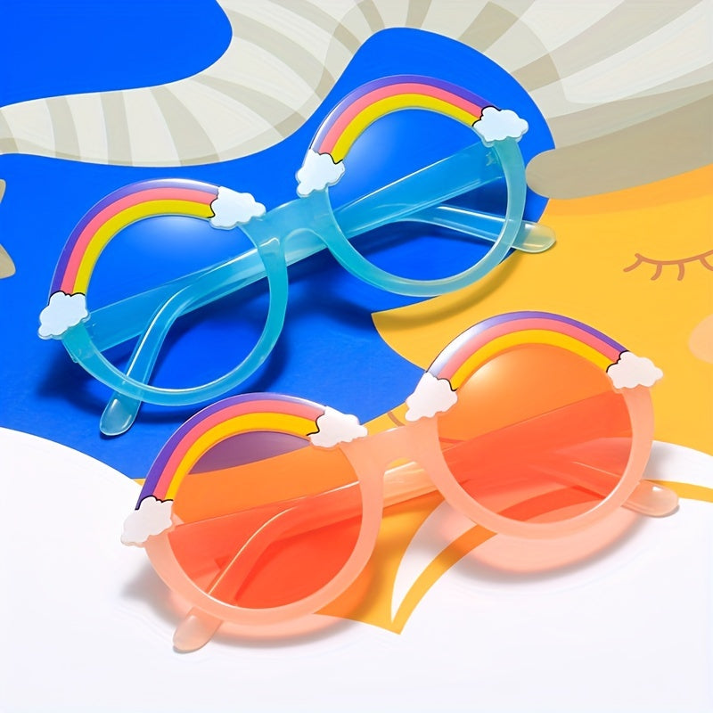Rainbow Round Frame Sunglasses for Kids Party Outdoor Travel
