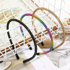 Y2K Rainbow Rhinestone Headband Skinny Hair Band